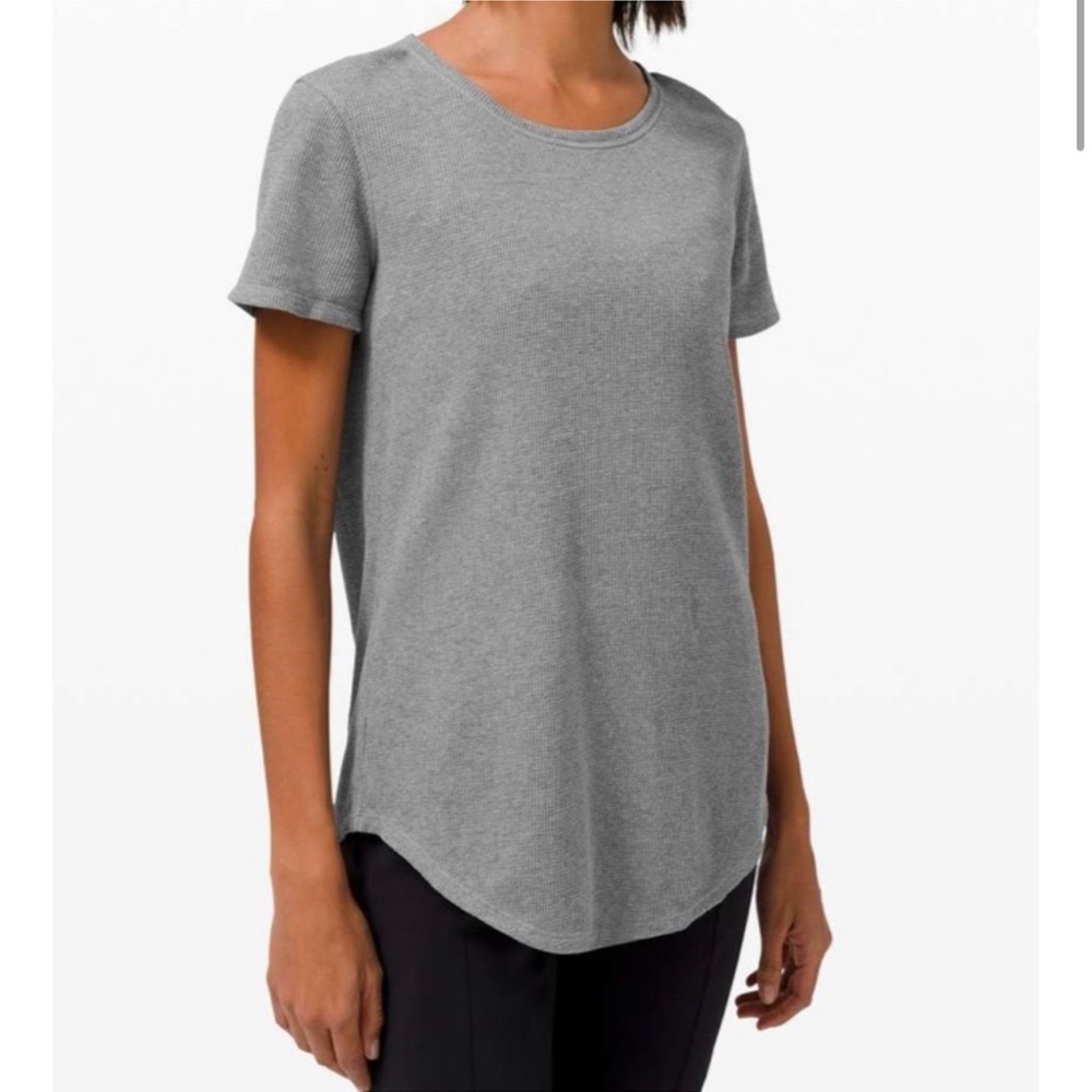 LULULEMON Size 10 Heathered Core Medium Grey Waffle Love Crew